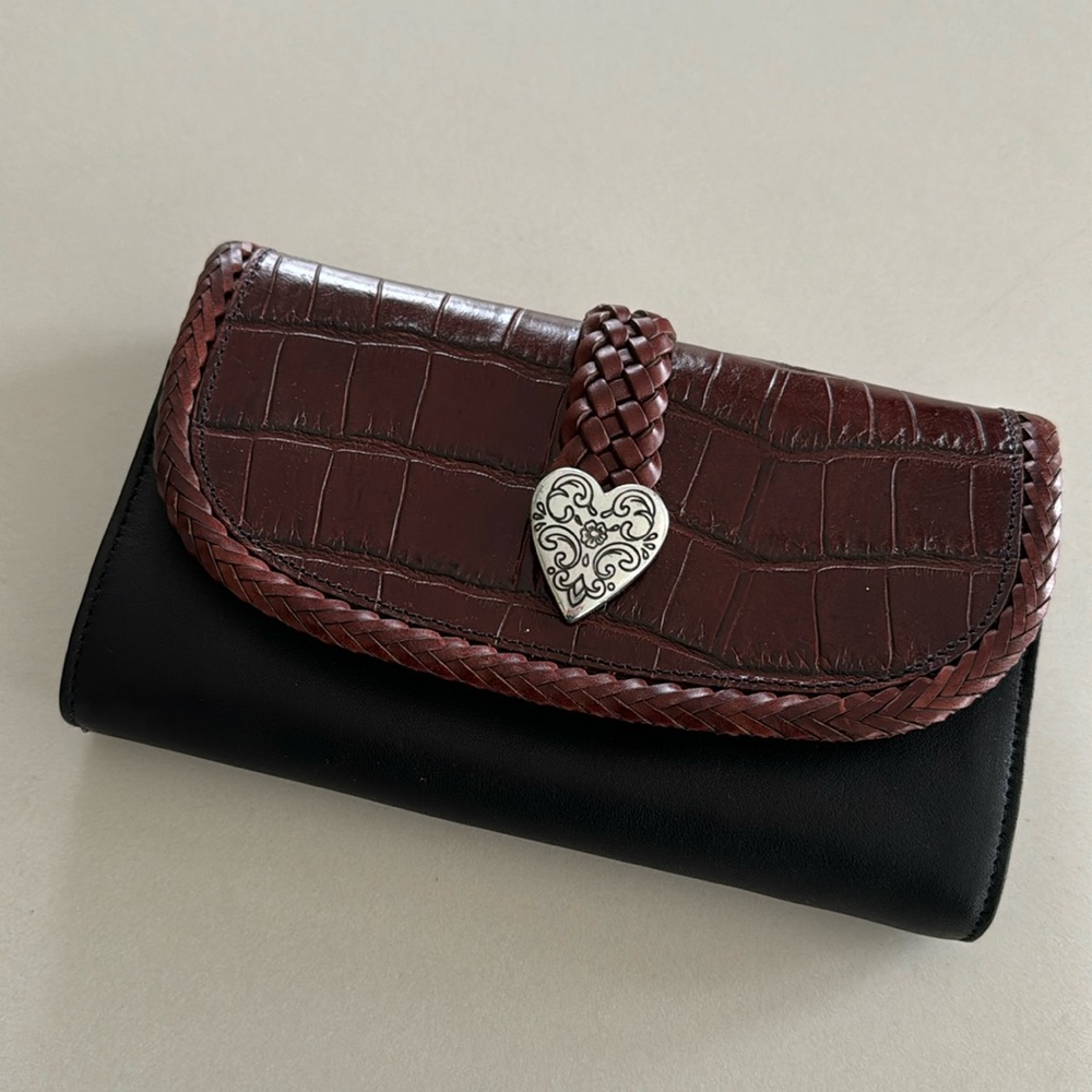 Brighton wallet in black & brown leather